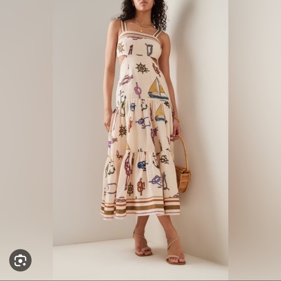 Alemais Dresses & Skirts - Alemais Ships Ahoy Tiered Midi Dress with cutouts.